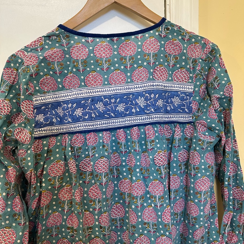 SZ Blockprint Tunic Dress/Coverup in Teal and Pink - Picture 6 of 6